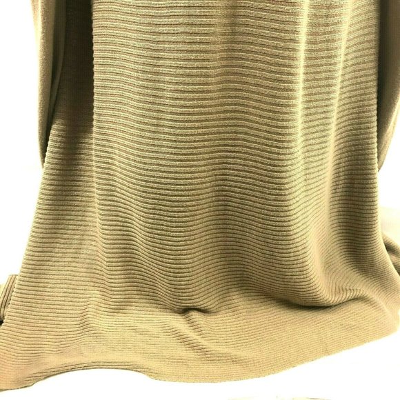 allison brittney Womens Large Light Brown Sweater Open Front Ruffles Shark Bite - Picture 6 of 11